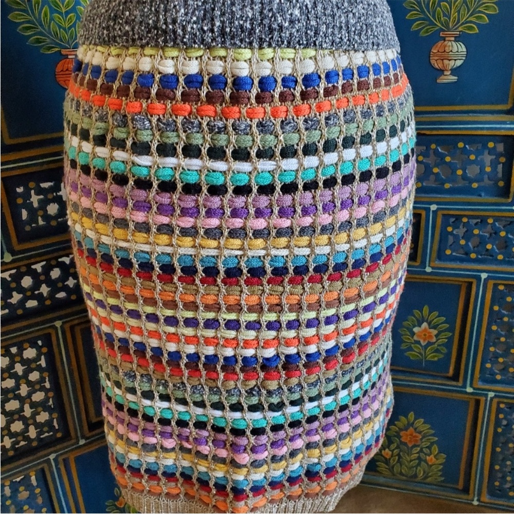 Cecilia Prado Colorful Knit Cotton Blend Pencil Skirt Women's Size Small 4/6